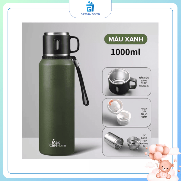 binh giu nhiet gifts by seven 800ml inox 316 cao cap có coc dung